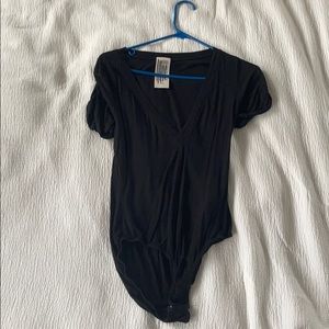 black v-neck bodysuit
